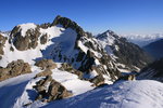 La cime du Lombard et la mer de nuages sur le Piémont, versant italien.